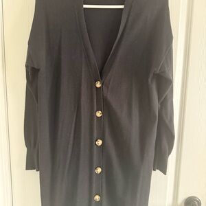 Black Button-Front Women's Sweater Cardigan